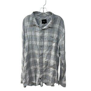 Rails Men’s Plaid Long Sleeve Button Down Shirt Cotton Gray Blue White Size XXL